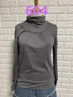 axes femmeグレー タートルネック 長袖トップス 604