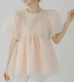 fitmore ♡ クリンクルシアーオーガンジーペプラムトップス