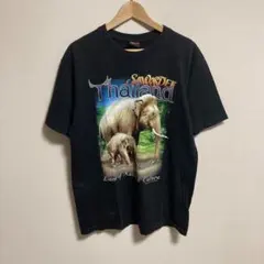 JOLI GOLF Tシャツ メンズ 古着 アニマル プリント　ブラック　黒　L