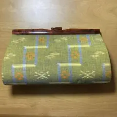 和装用バッグ 幾何学模様 黄緑色