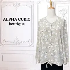 『アルファキュービック』シャツ/ブラウス【F】ベージュ 花柄 ノーカラー 日本製のサムネイル
