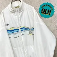 レア USA古着○アディダス トレフォイル刺繍ナイロンジャケット ホワイト XL