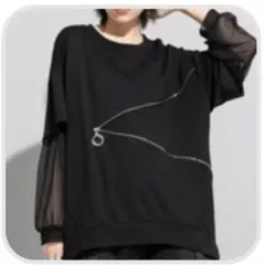 Dark Illuminate ジップ デザイン シースルー Tシャツ