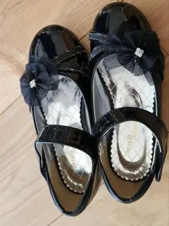 黒 リボン付き フォーマルシューズ