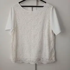 値下げ　OPAQUE.CLIP　オペークドットクリップ(L)刺繍 レース シャツ