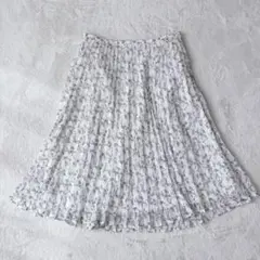 コムサイズム| 膝丈 プリーツスカート【L】フレア シフォン 小花柄 お呼ばれのサムネイル