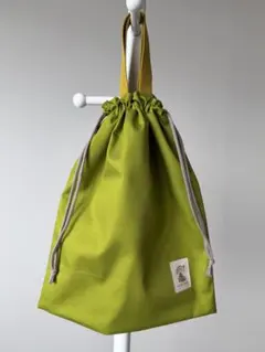 大きめ お着替え袋 ハンドメイド 体操服袋 巾着 男の子 黄緑 若草色