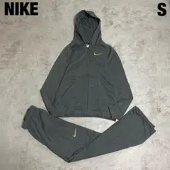 美品 NIKE セットアップ パーカー 金 刺繍 ロゴ グレー S 上下 ウェア