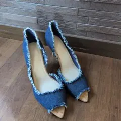 BANANA REPUBLIC デニム パンプス フリンジ コルクヒールのサムネイル