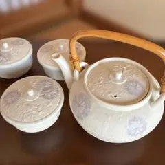 絞り地柄の上品な急須と湯呑み五客セット