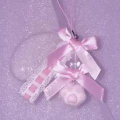 【再販】リボン 肉球 量産型 平成女児 ピンクキーホルダー チャーム