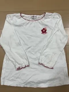 ホットビスケッツ 長袖Tシャツ 白ロンT うさぎ ワンポイント 100