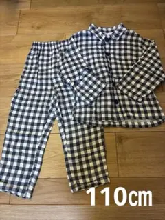 キッズ　チェック パジャマ 上下セット 100サイズ　ボタン　綿　ガーゼ