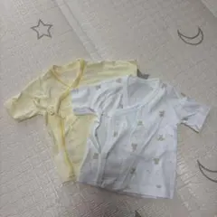 ユニクロ ベビー短肌着 2枚セット イエロー/ホワイト（くま）