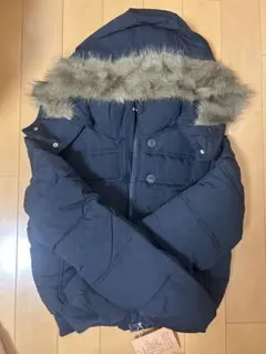 ネイビー ファー付きダウンジャケット