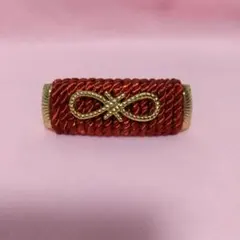 バレッタ　ゴールド×赤