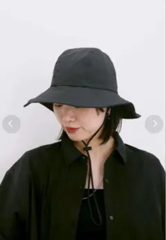 [新品未開封] uvカット、撥水加工　クラウン切替ハット　ブラック