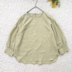 ドレスキップ　ライトグリーン色七分袖カットソー　L ぽわん袖　ゆったりのサムネイル