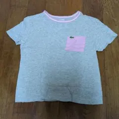 LACOSTE キッズ Tシャツ グレー ピンク ポケット付き 128cmのサムネイル