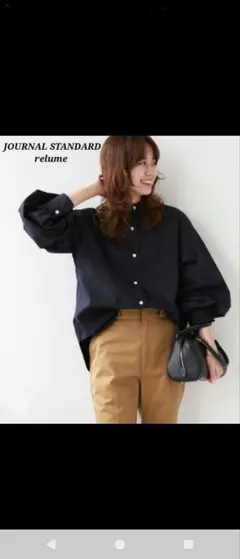 relume シャツ コットンポプリンギャザースリーブシャツ バンドカラー