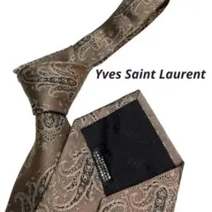 Yves Saint Laurent ネクタイ ペイズリー柄 まが玉模様ブラウン