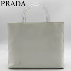 PRADA トートバッグ クリアハンドル ホワイト パテントレザー 白タグ 