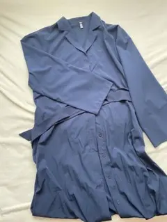 【期間限定セール】 ブルー 長袖シャツ ワンピース
