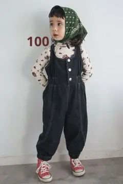 しまむら　softcheese デニムサロペット　100