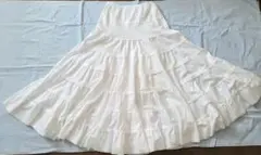 美品 Theory ティアードスカート マキシ丈 ロングスカート (ホワイト)