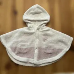 【ジェラートピケ】フード付きポンチョ 80-90cm ホワイト・ピンク