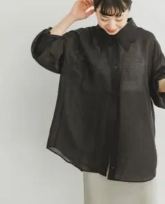 ITEMS シアービッグシャツ　ブラックのサムネイル