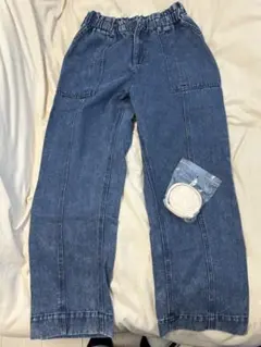 しまむら ウエストゴム ライトブルーデニムパンツ Lサイズ