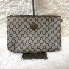 美品 GUCCI グッチプラス クラッチバッグ GG柄 ロゴチャーム PVC