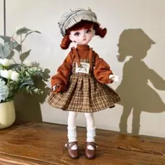 ドール服 6/1サイズ ブラウン 茶色系 チェック柄 可愛い ガーリー ドール
