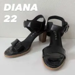 DIANA ダイアナ サンダル ブラック 22cm ストラップ チャンキーヒールのサムネイル
