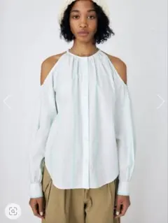 MOUSSY ストライプ オフショルダーシャツ ブラウス　肩出し