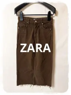 ☘️P1☘ZARA ハイライズデニム ワイドパンツ ブラウン 36
