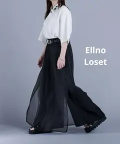 Ellno Loset シアーレイヤードパンツ　ブラック サイズS