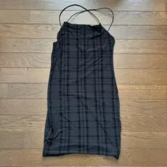 H&M DIVIDED チェック柄 キャミワンピース ブラック