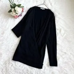 ナチュラルビューティーベーシック（M）カシュクールニット カーディガン 黒