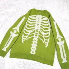 【y2k】【美品】 ビッグシルエット ニット 骨 黄緑 グリーン