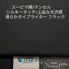 スーピマ綿/テンセルのエレガントな光沢感・シルキータッチのタイプライター/黒3m