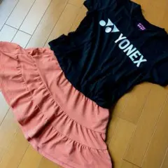 FILA フリル付きテニススカート オレンジ・ネイビー（Ｌ）