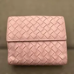 BOTTEGA VENETAピンクレザー イントレチャート二つ折り財布