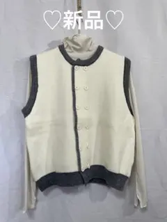 ♡新品♡ アイボリーグレー ニットベスト タートルネック付き