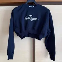 MSGM ロゴ刺繍 クロップドスウェット ロゴ刺繍スウェットシャツ