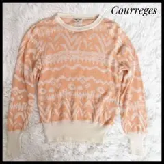 Courreges クレージュ イタリア製 総柄 リネン混 ニット ヴィンテージ