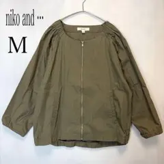 niko and … ニコアンド ノーカラージャケット ジップアップ カーキ Mのサムネイル
