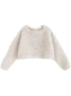 グレイル　フェザーショート丈ニットトップス[an1445]アイボリー