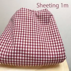 特価☆１ｍレトロ先染めギンガムチェック柄★布はぎれ生地チェック格子柄レッド赤